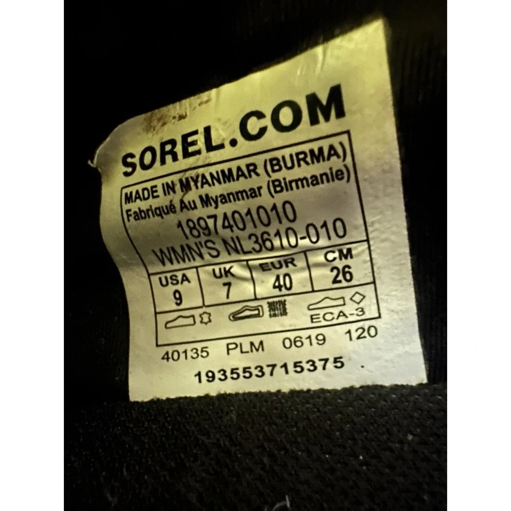 SOREL Women's Out N About Black White Street Sneakers Waterproof Shoes SIZE 9‎